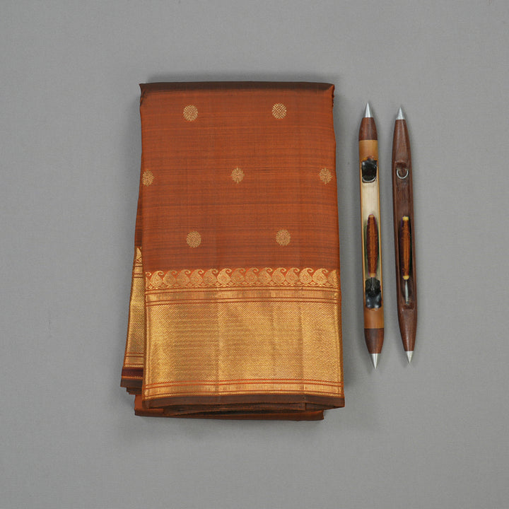 Hayagrivas Handloom Rust Orange Kanjivaram Silk Saree BE457-SBS