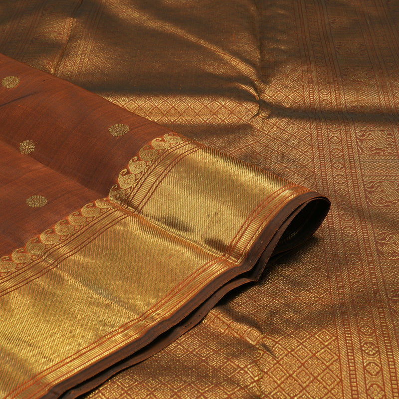 Hayagrivas Handloom Rust Orange Kanjivaram Silk Saree BE457-SBS