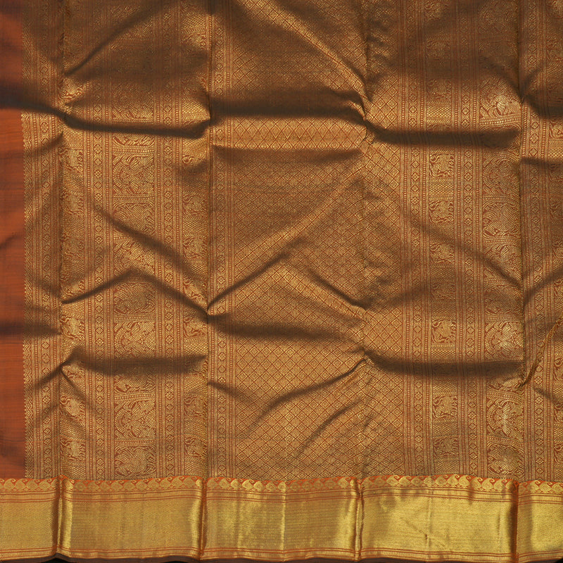 Hayagrivas Handloom Rust Orange Kanjivaram Silk Saree BE457-SBS