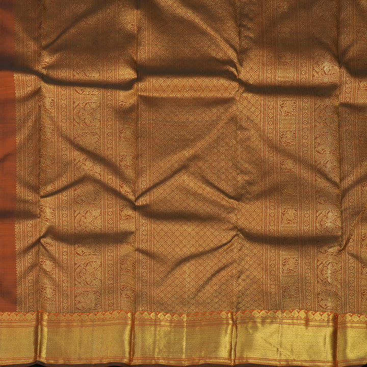 Hayagrivas Handloom Rust Orange Kanjivaram Silk Saree BE457-SBS