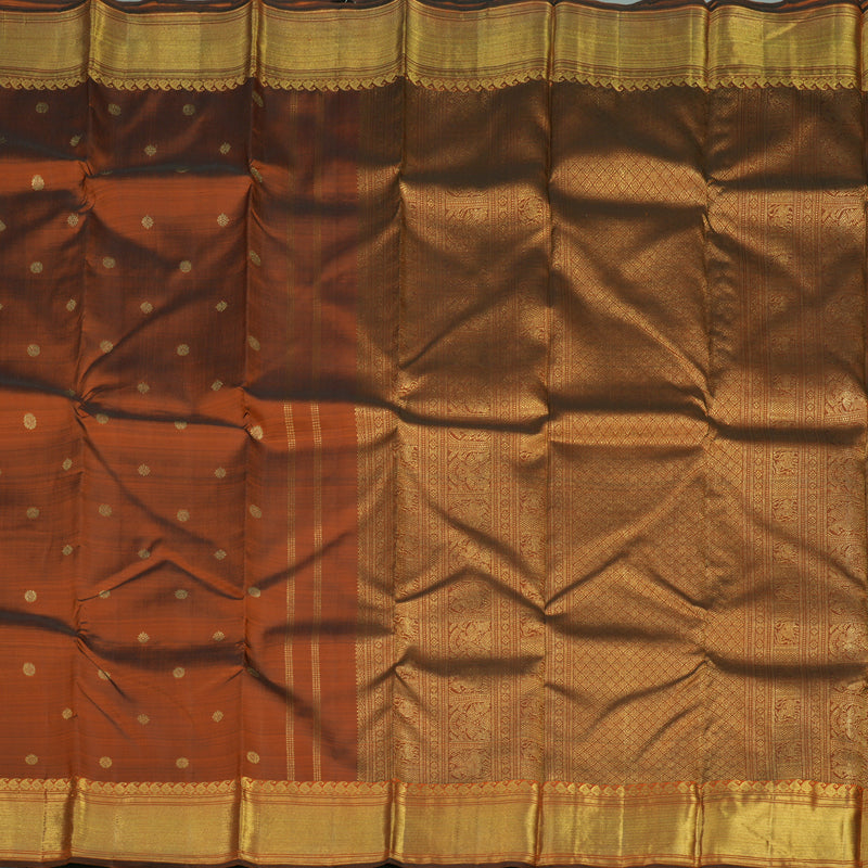 Hayagrivas Handloom Rust Orange Kanjivaram Silk Saree BE457-SBS