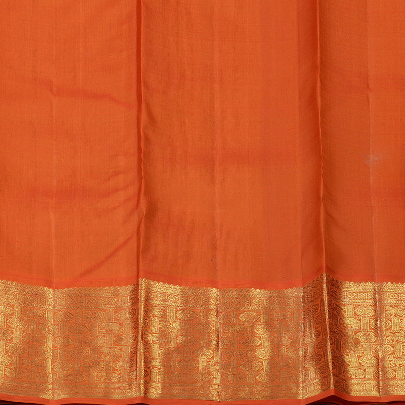 Hayagrivas Handloom Forest Green Kanjivaram Silk Saree with Orange Border BE460-SBS