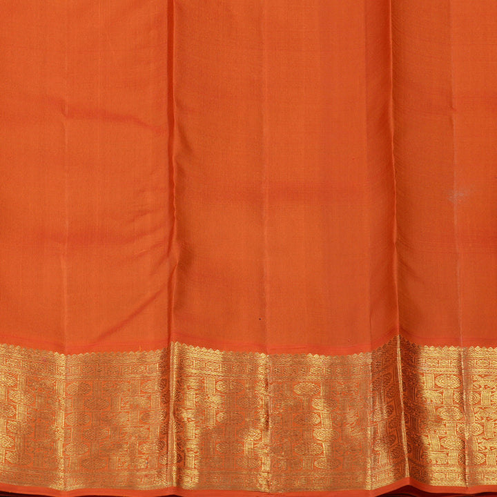 Hayagrivas Handloom Forest Green Kanjivaram Silk Saree with Orange Border BE460-SBS