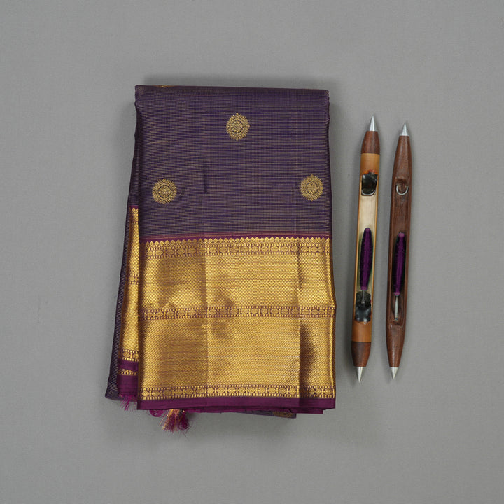 Hayagrivas Handloom Deep Violet Kanjivaram Silk Saree BE463-SBS