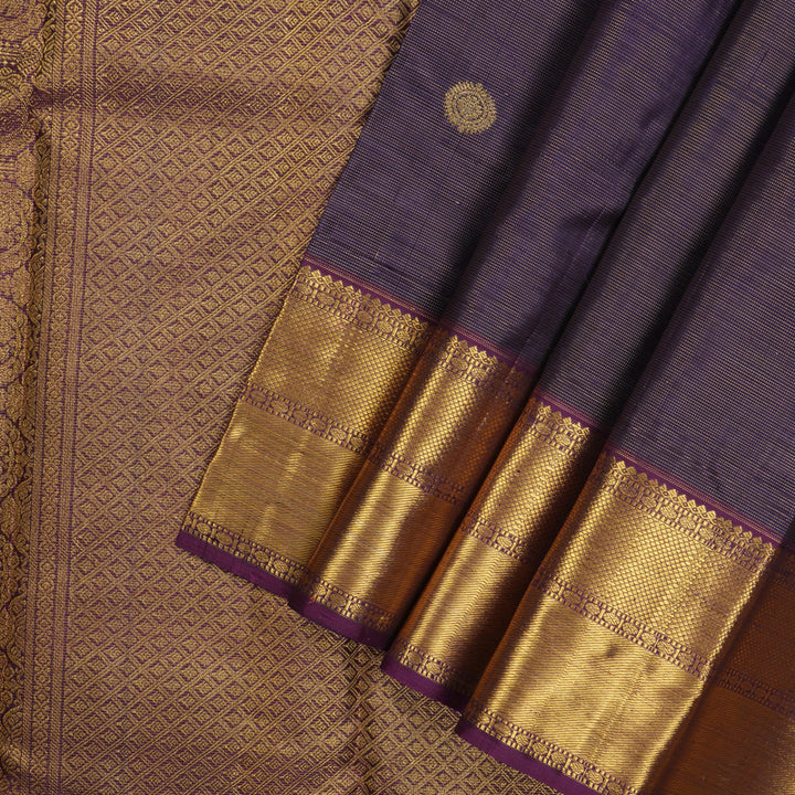 Hayagrivas Handloom Deep Violet Kanjivaram Silk Saree BE463-SBS