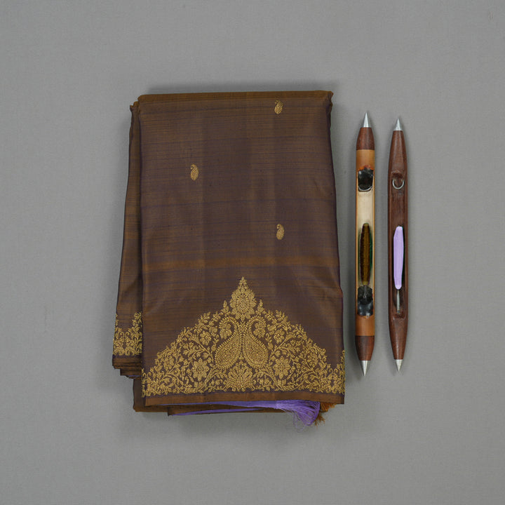 Hayagrivas Handloom Dual Tone (Brown & Purple) Kanjivaram Silk Saree BE466-SBS