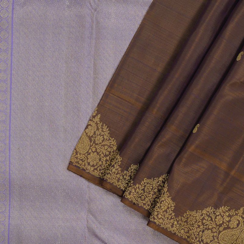 Hayagrivas Handloom Dual Tone (Brown & Purple) Kanjivaram Silk Saree BE466-SBS