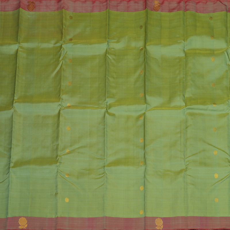 Hayagrivas Handloom Apple Green Kanjivaram Silk Saree with Mild Pink Border BE467-SBS
