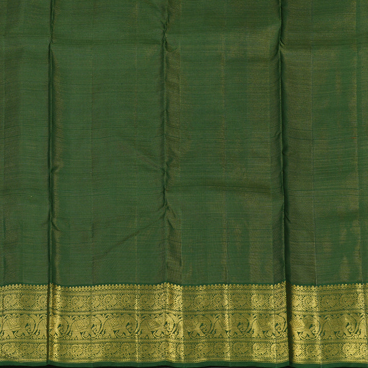 Hayagrivas Handloom Leaf Green Kanjivaram Silk Saree with Bottle Green Border BE470-SBS