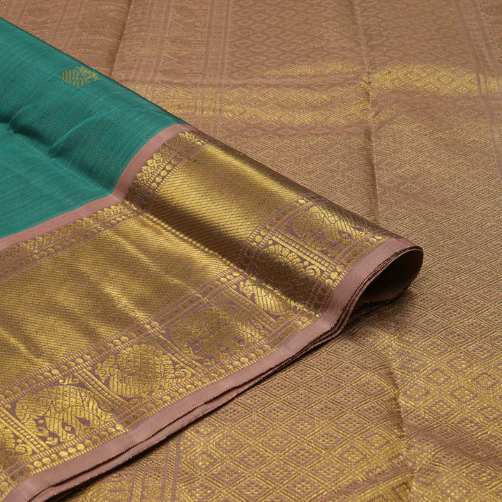 Hayagrivas Handloom Sea Green Kanjivaram Silk Saree with Rosewood Pink Border BE472-SBS