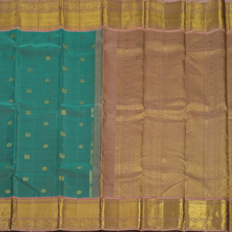 Hayagrivas Handloom Sea Green Kanjivaram Silk Saree with Rosewood Pink Border BE472-SBS