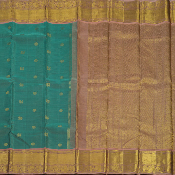 Hayagrivas Handloom Sea Green Kanjivaram Silk Saree with Rosewood Pink Border BE472-SBS
