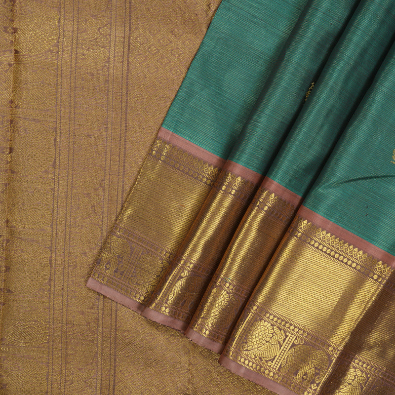 Hayagrivas Handloom Sea Green Kanjivaram Silk Saree with Rosewood Pink Border BE472-SBS