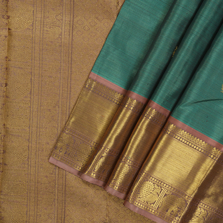 Hayagrivas Handloom Sea Green Kanjivaram Silk Saree with Rosewood Pink Border BE472-SBS
