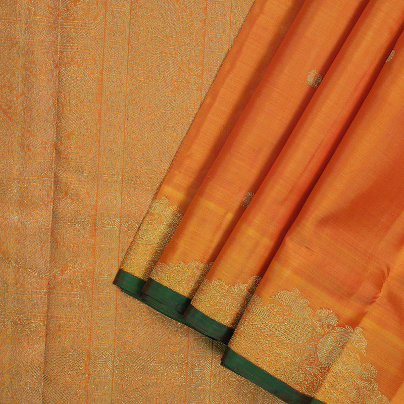 Hayagrivas Handloom Kanjivaram Ten Yards Silk Madisar in Orange BE473-SBS
