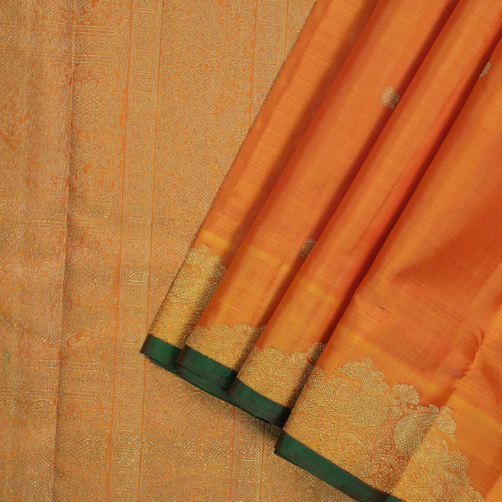 Hayagrivas Handloom Kanjivaram Ten Yards Silk Madisar in Orange BE473-SBS