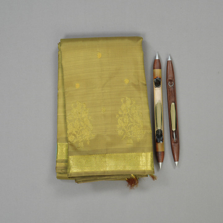 Hayagrivas Handloom Warm Olive Kanjivaram Silk Saree BE474-SBS