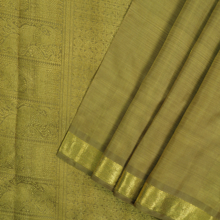 Hayagrivas Handloom Warm Olive Kanjivaram Silk Saree BE474-SBS