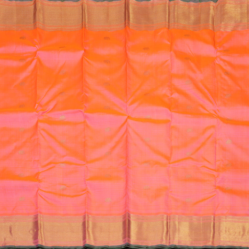 Hayagrivas Handloom Bright Pinkish-Orange Kanjivaram Silk Saree BE475-SBS