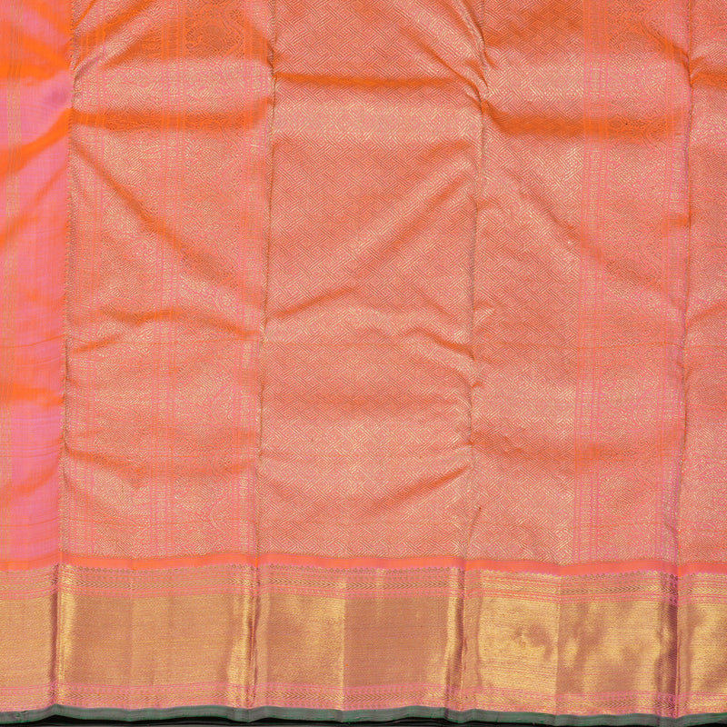 Hayagrivas Handloom Bright Pinkish-Orange Kanjivaram Silk Saree BE475-SBS
