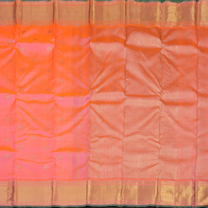 Hayagrivas Handloom Bright Pinkish-Orange Kanjivaram Silk Saree BE475-SBS