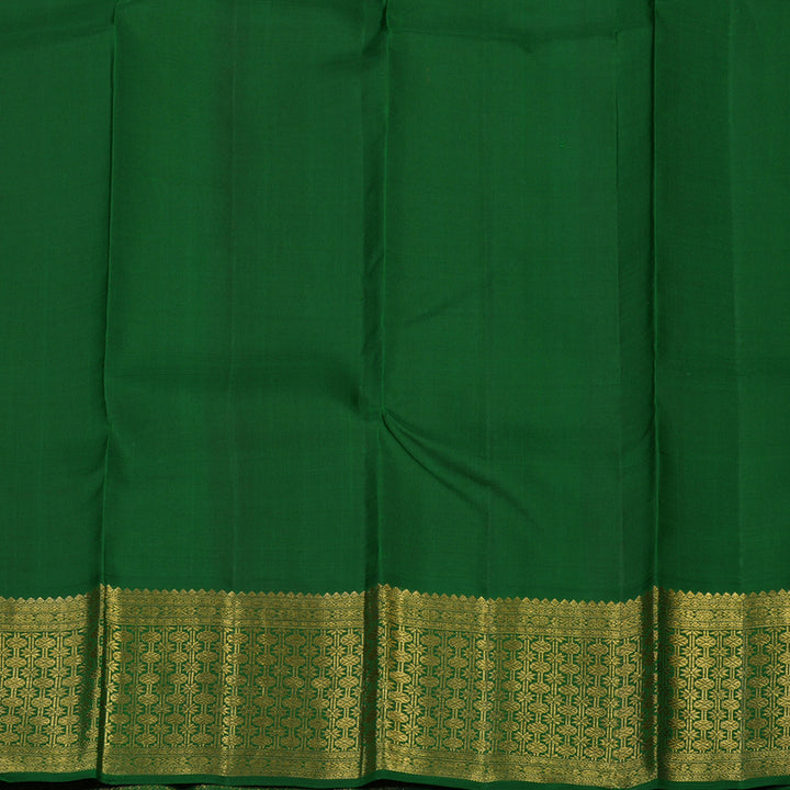 Hayagrivas Handloom Deep Orange Kanjivaram Silk Saree with Bottle Green border BE480-SBS
