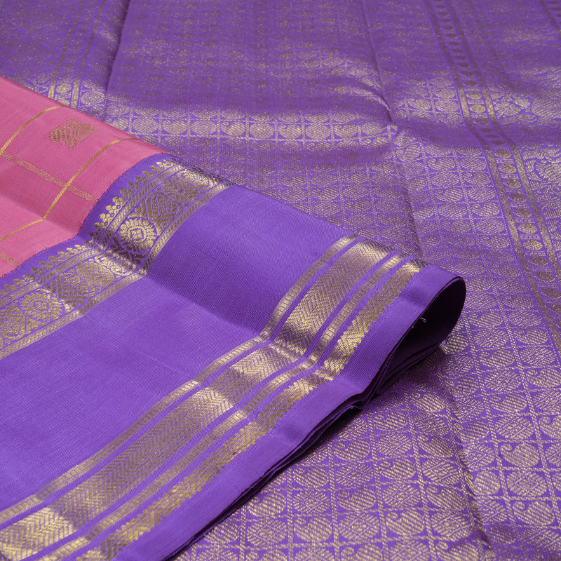 Hayagrivas Handloom Rose Pink Kanjivaram Silk Saree with Ganga Jamuna border BE483-SBS