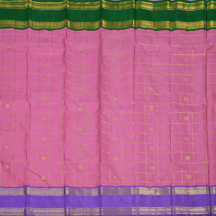 Hayagrivas Handloom Rose Pink Kanjivaram Silk Saree with Ganga Jamuna border BE483-SBS