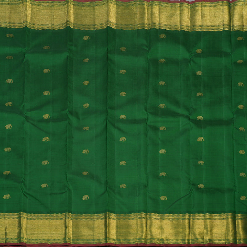 Hayagrivas Handloom Dark Green Kanjivaram Silk Saree BE487-SBS