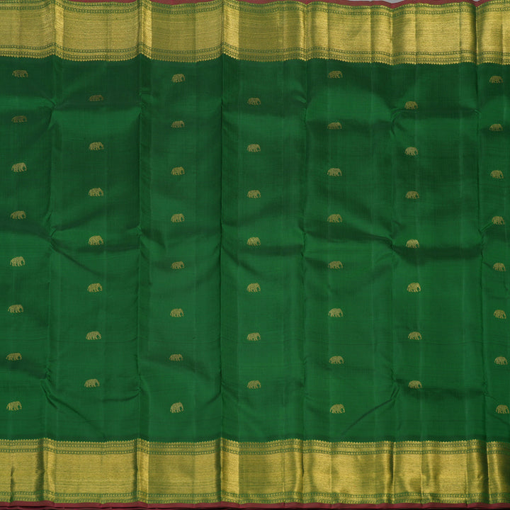 Hayagrivas Handloom Dark Green Kanjivaram Silk Saree BE487-SBS