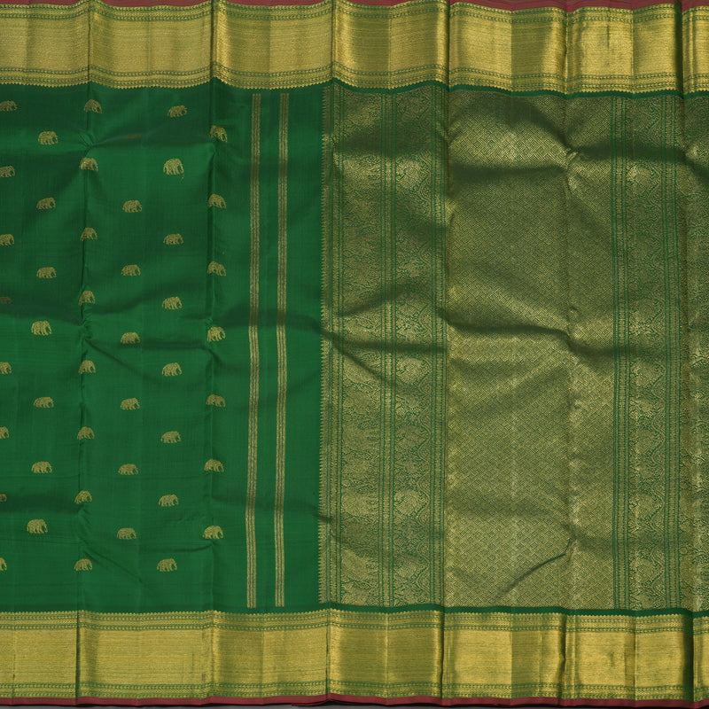 Hayagrivas Handloom Dark Green Kanjivaram Silk Saree BE487-SBS