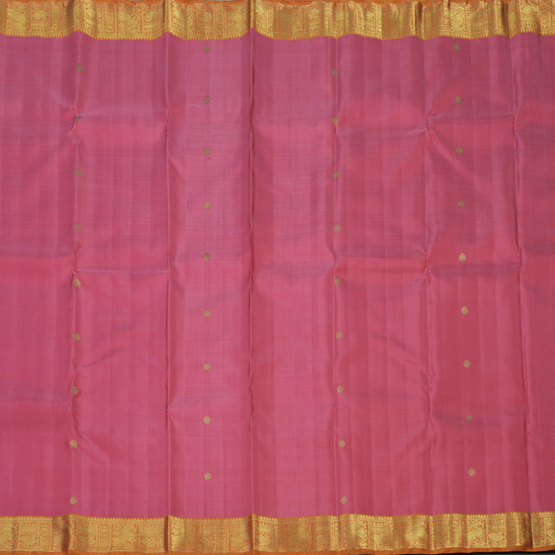 Hayagrivas Handloom Rose Pink Kanjivaram Silk Saree with Golden Orange Border BE488-SBS
