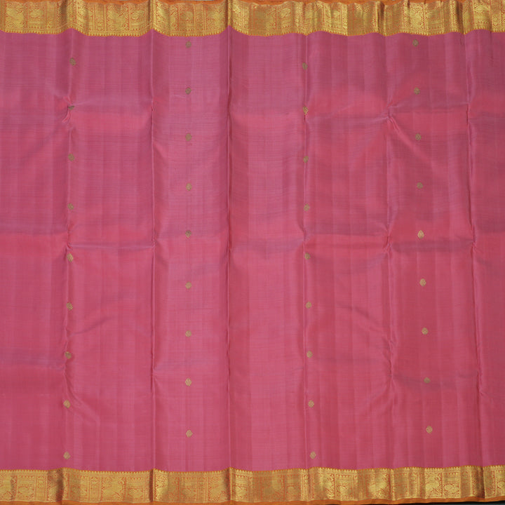 Hayagrivas Handloom Rose Pink Kanjivaram Silk Saree with Golden Orange Border BE488-SBS