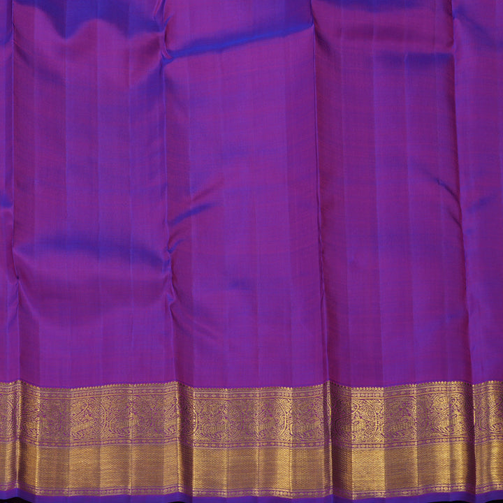 Hayagrivas Handloom Orangish Pink Kanjivaram Silk Saree with Purple Border BE491-SBS