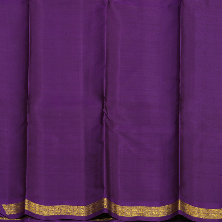 Hayagrivas Handloom Peacock Green Kanjivaram Silk Saree with Violet border BE493-SBS
