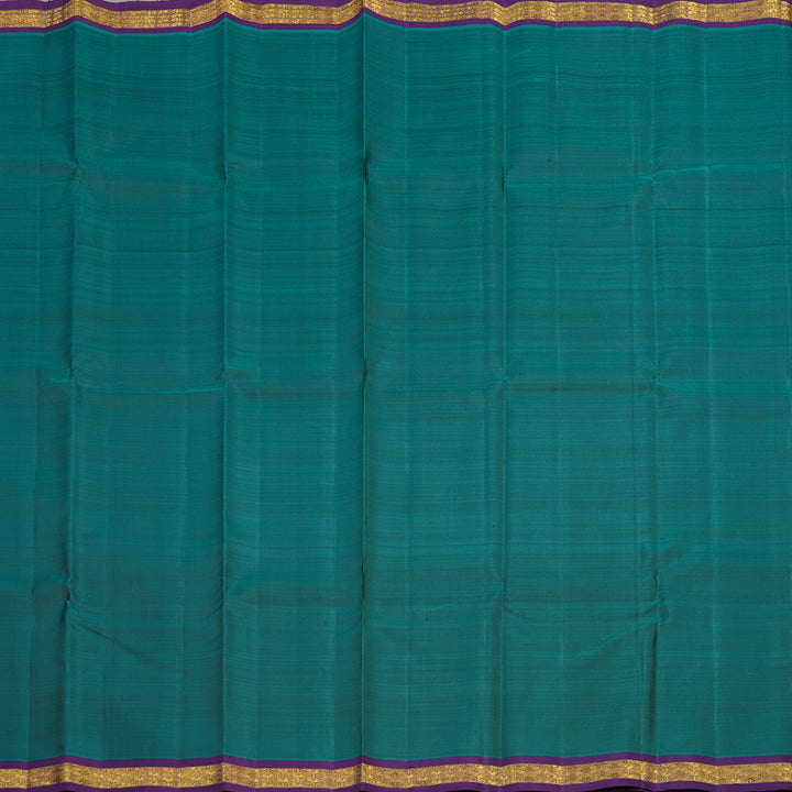 Hayagrivas Handloom Peacock Green Kanjivaram Silk Saree with Violet border BE493-SBS
