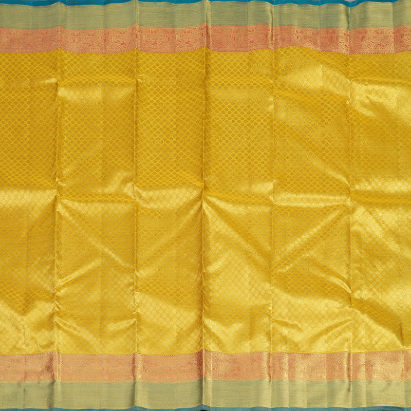 Hayagrivas Handloom shimmering Golden Yellow Kanjivaram Silk Saree BE496-SBS
