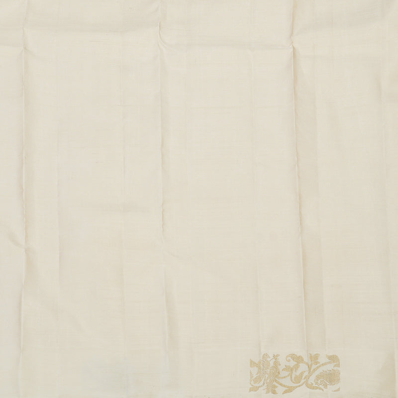 Hayagrivas Elegant Handwoven Kanjivaram Silk Saree in Creamy Half White BE497-SBS