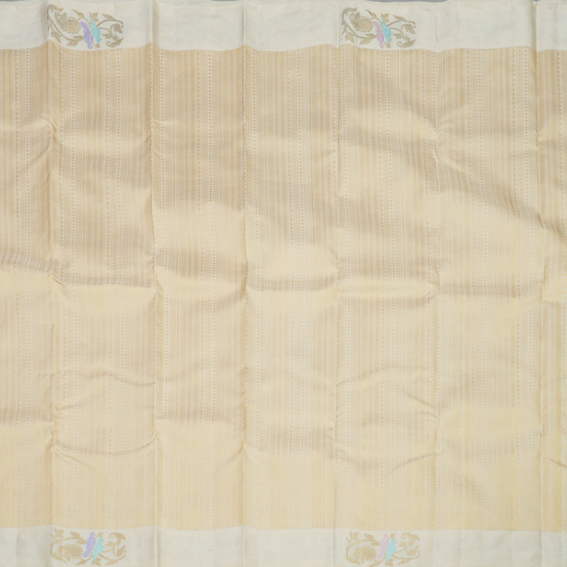 Hayagrivas Elegant Handwoven Kanjivaram Silk Saree in Creamy Half White BE497-SBS