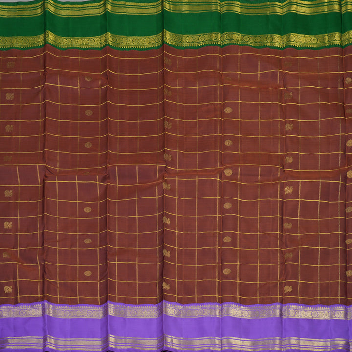 Hayagrivas Handloom Chocolate Brown Kanjivaram Silk Saree with Ganga Jamuna border BE500-SBS