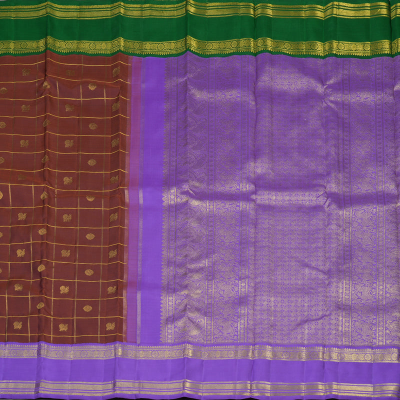 Hayagrivas Handloom Chocolate Brown Kanjivaram Silk Saree with Ganga Jamuna border BE500-SBS