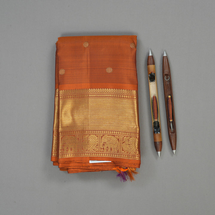 Hayagrivas Handloom Rust Orange Kanjivaram Silk Saree BE501-SBS