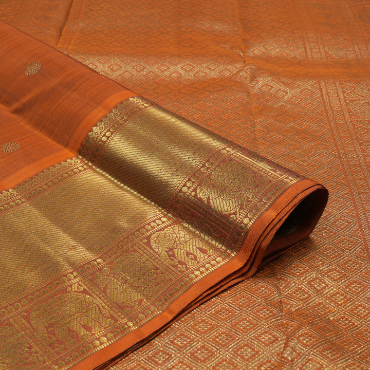 Hayagrivas Handloom Rust Orange Kanjivaram Silk Saree BE501-SBS