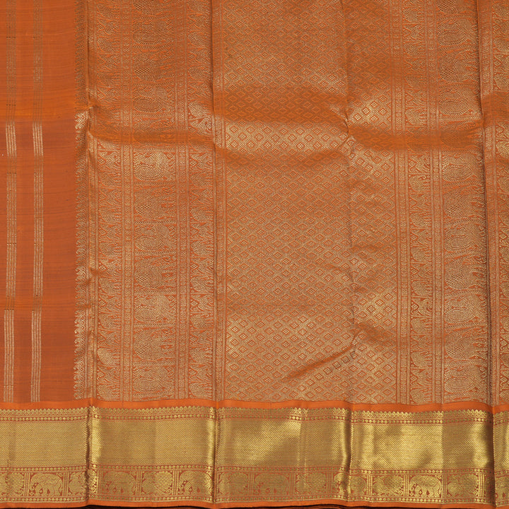 Hayagrivas Handloom Rust Orange Kanjivaram Silk Saree BE501-SBS