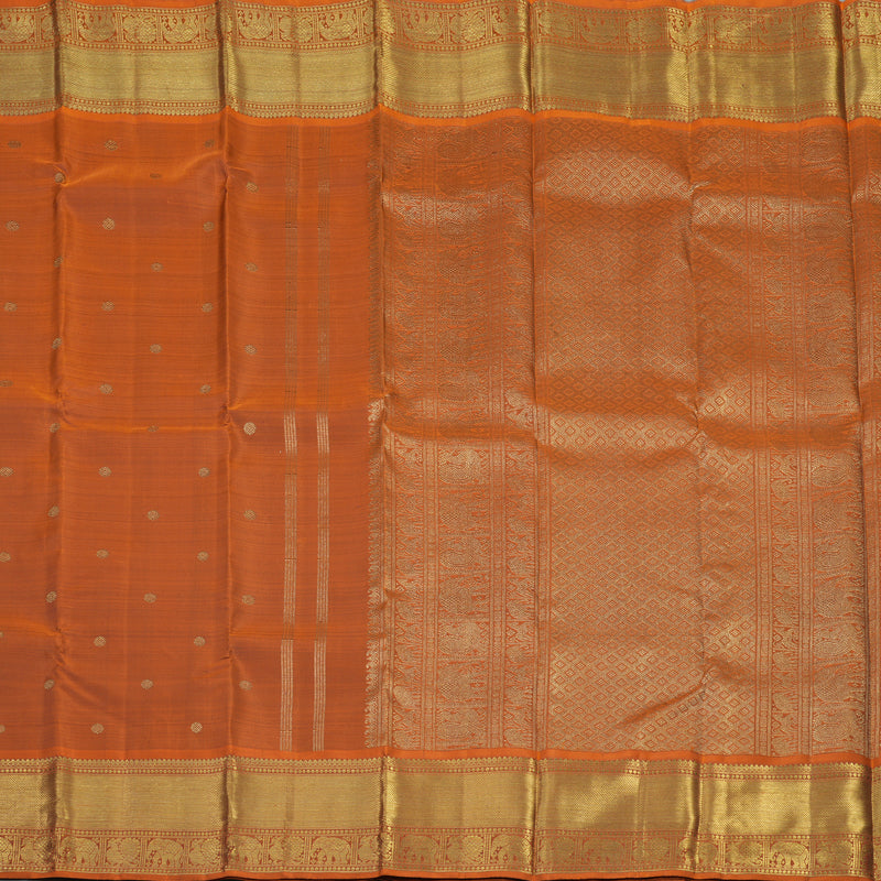Hayagrivas Handloom Rust Orange Kanjivaram Silk Saree BE501-SBS