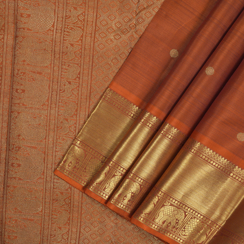 Hayagrivas Handloom Rust Orange Kanjivaram Silk Saree BE501-SBS