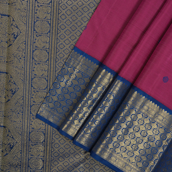 Hayagrivas Handloom Mulberry Purple Kanjivaram Silk Saree BE502-SBS