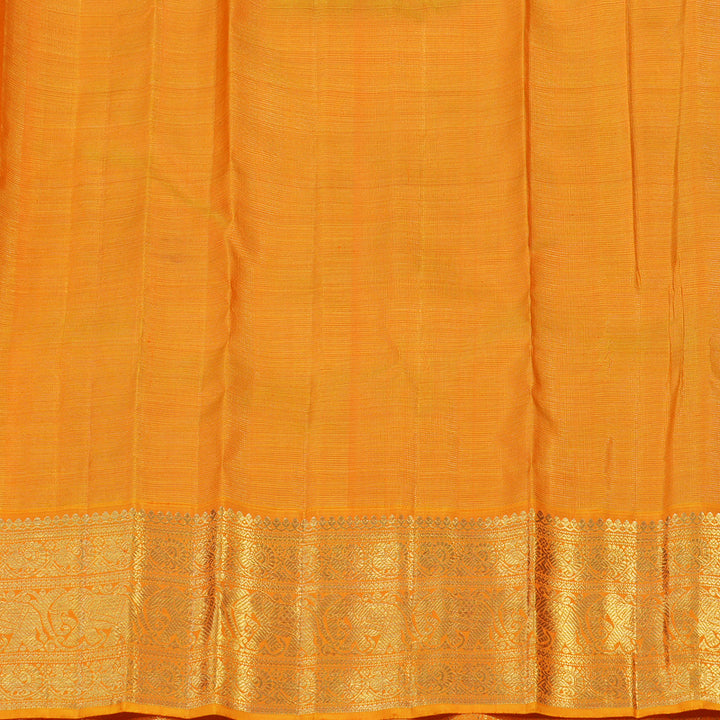 Hayagrivas Handloom Deep Violet Kanjivaram Silk Saree with Orange Border BE504-SBS