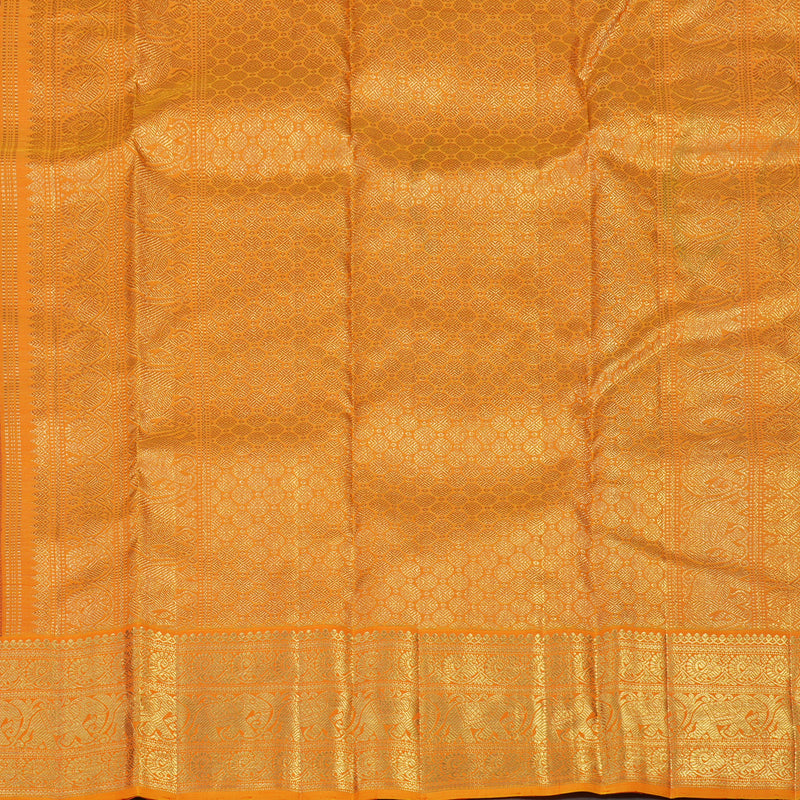 Hayagrivas Handloom Deep Violet Kanjivaram Silk Saree with Orange Border BE504-SBS