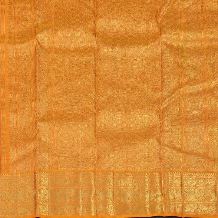 Hayagrivas Handloom Deep Violet Kanjivaram Silk Saree with Orange Border BE504-SBS
